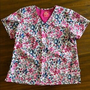 Bella Pink and Blue Short Sleeve scrub top